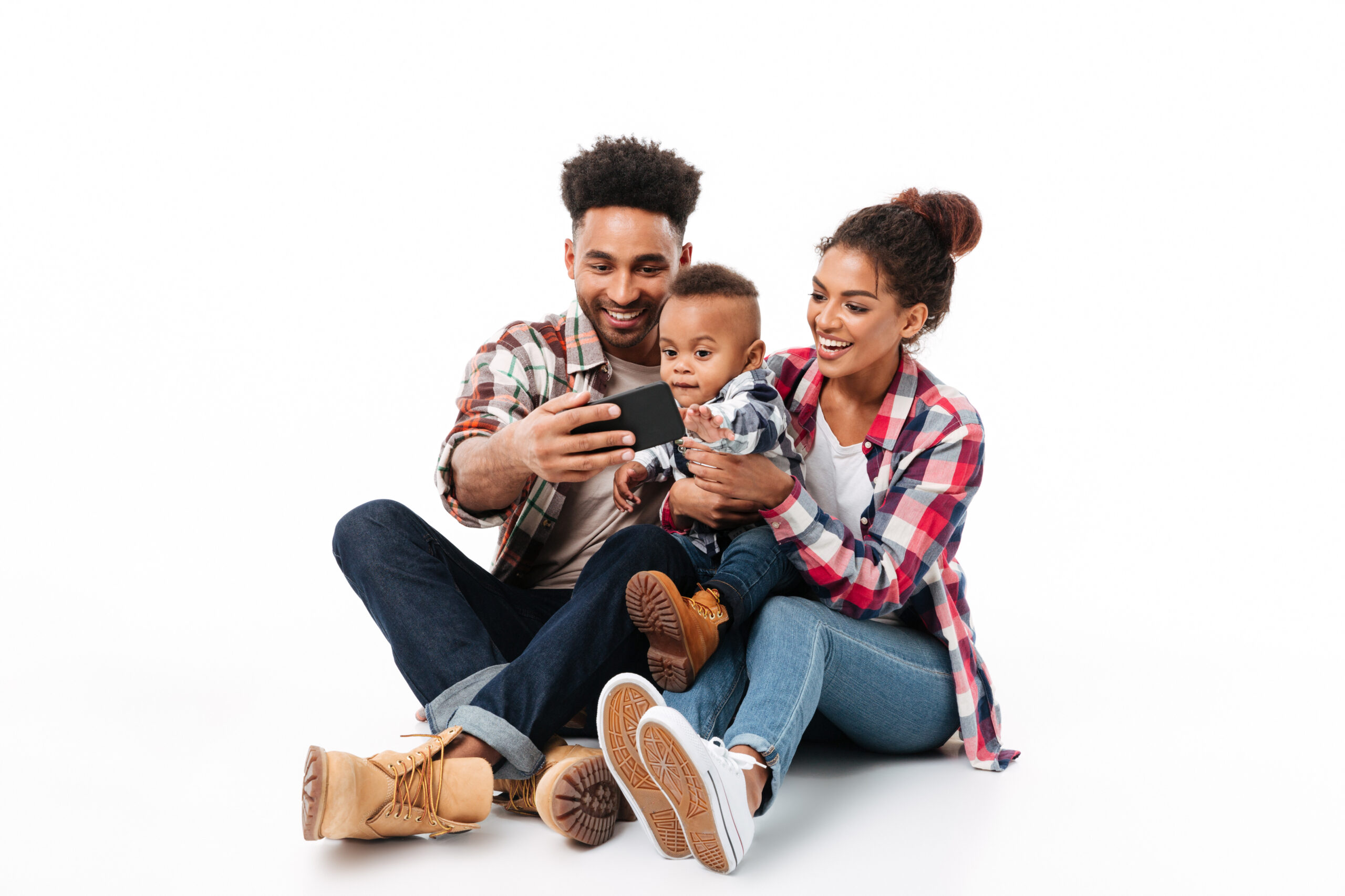 happy young african family